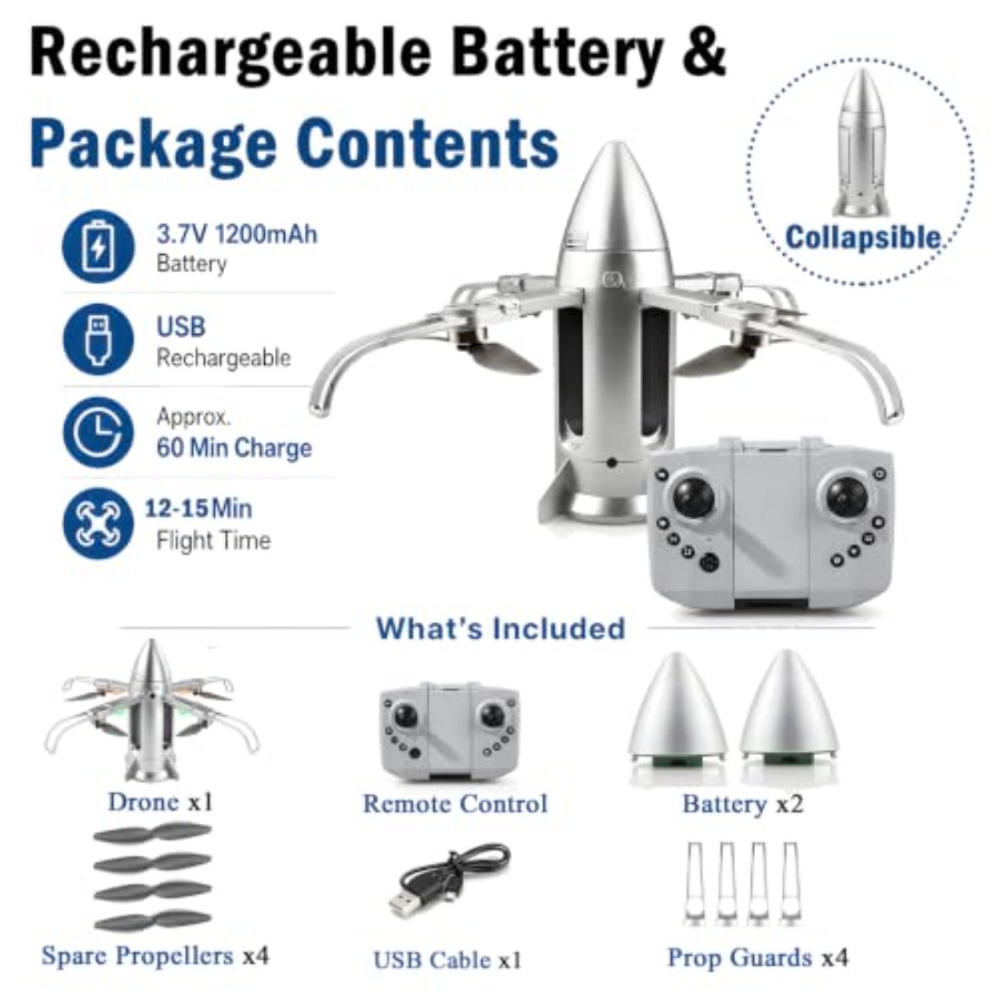Buiten RC-raketdrone voor kind - Drone Rc Foldable recensie en prijs