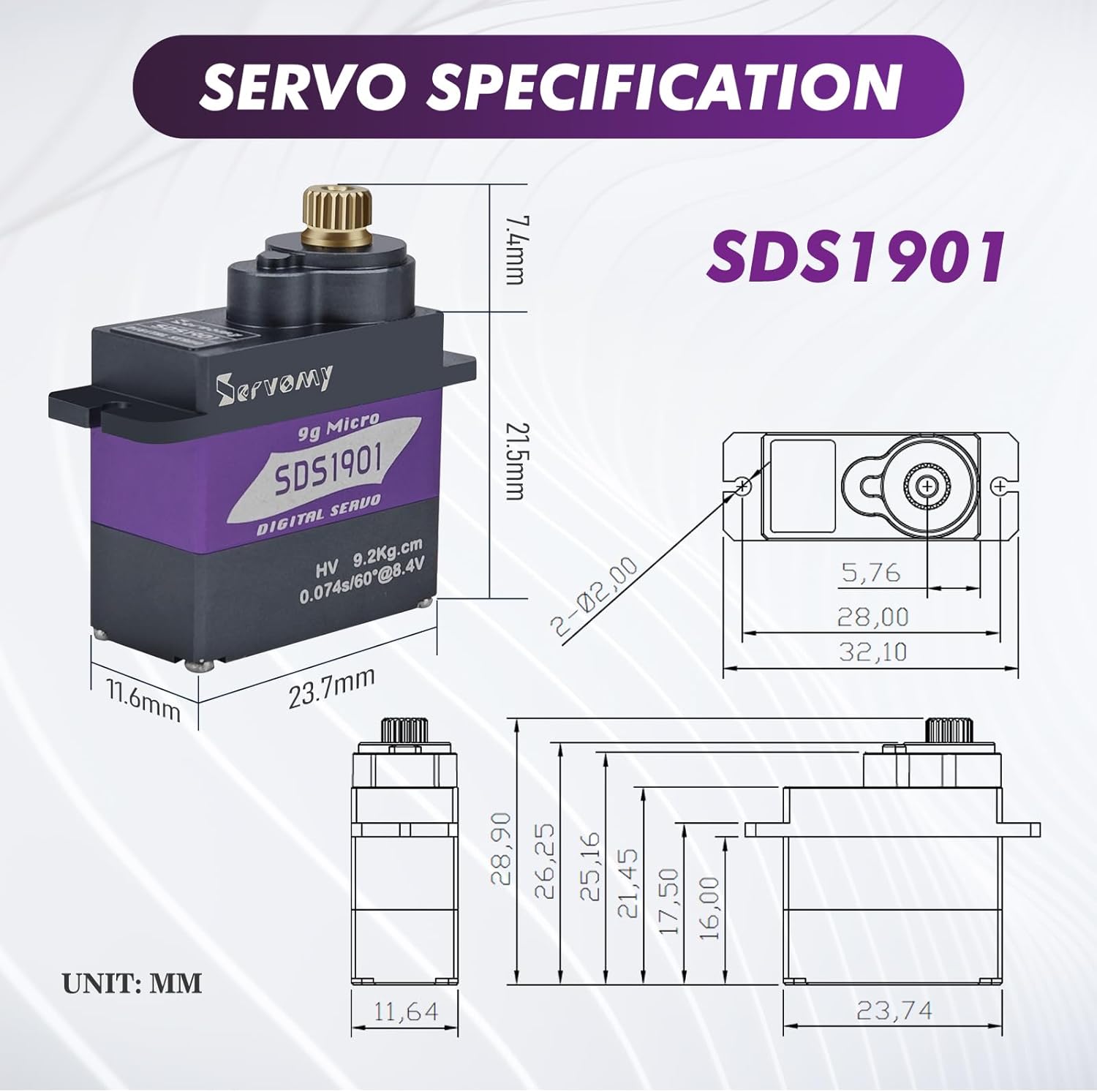 SERVOMY-SDS1901 Digitale 9G Mi - Rc Car Servo recensie en prijs